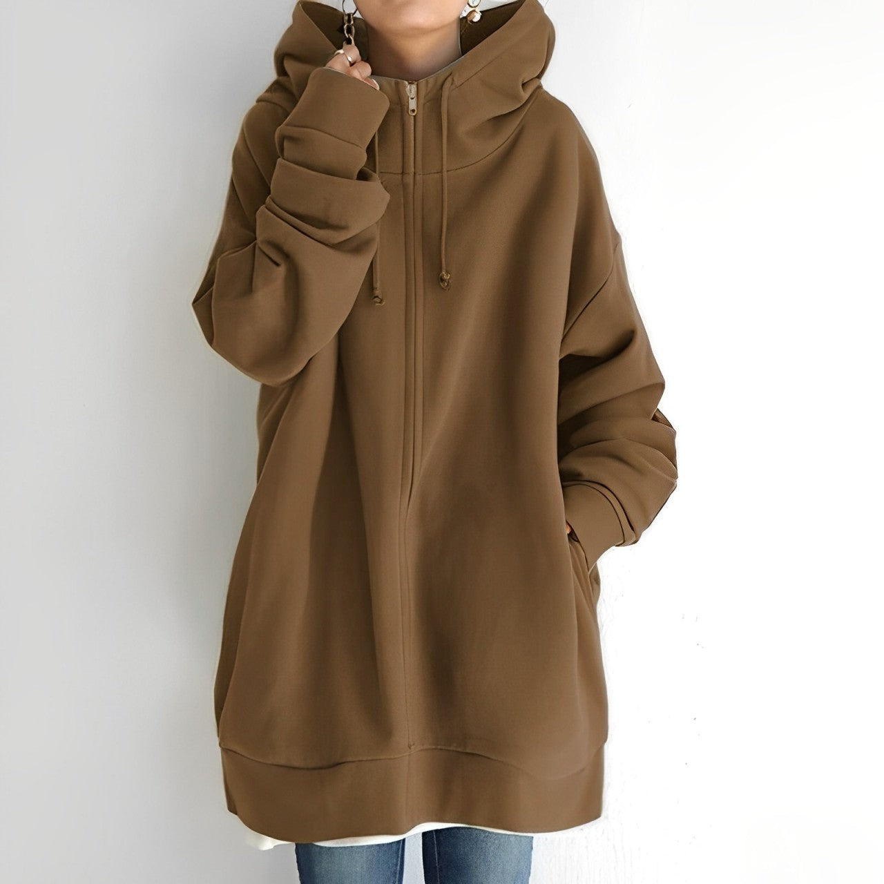 Kapuzenjacke Dames – Lange en comfortabele hoodie voor casual stijl