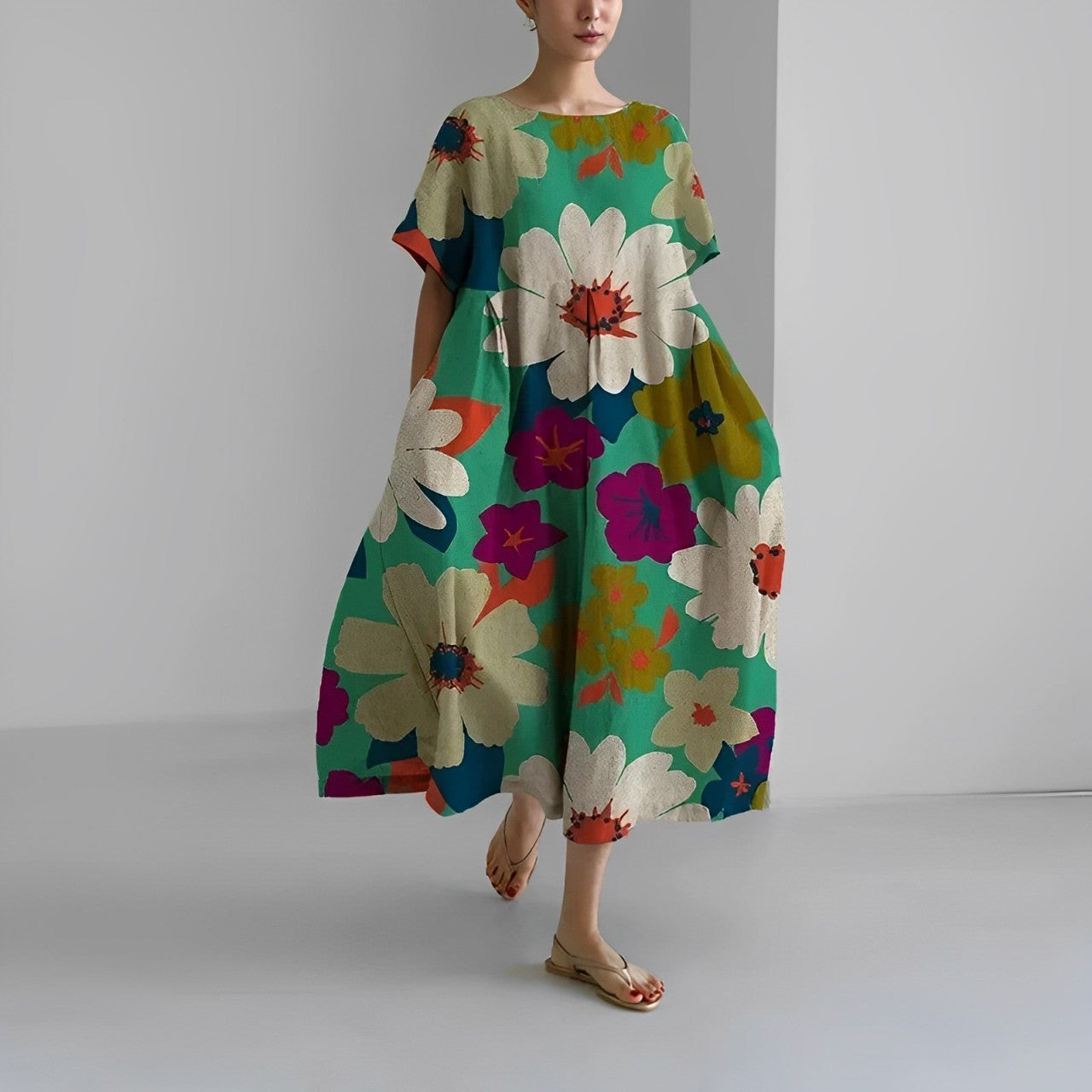 Bedrukte Jurk Dames – Elegante A-lijn Jurk met Floral Design voor Feestelijke Gelegenheden