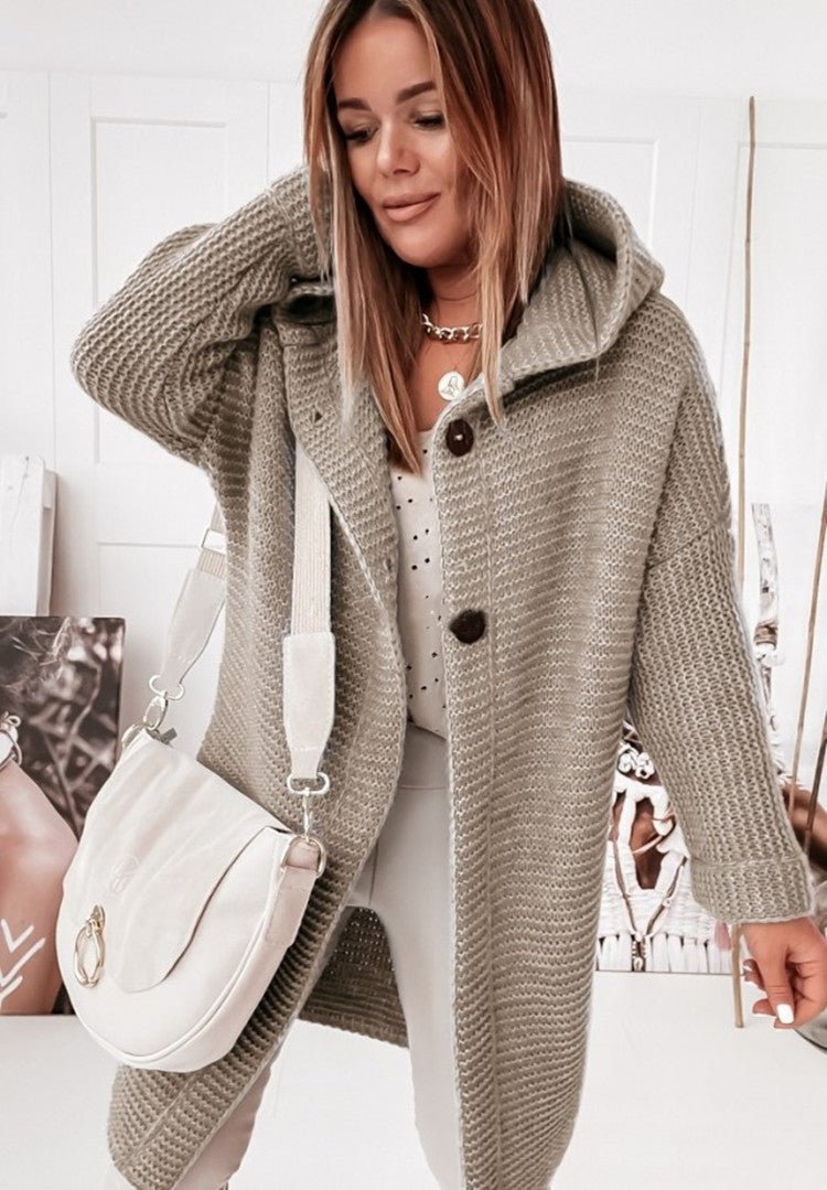 Dames Trui met Dubbele Knoopsluiting – Elegante Gebreide Trui voor Herfst en Winter
