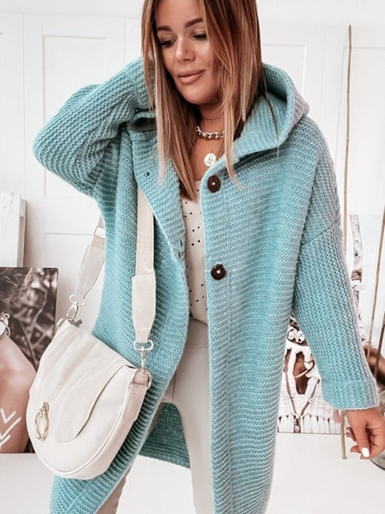Dames Trui met Dubbele Knoopsluiting – Elegante Gebreide Trui voor Herfst en Winter