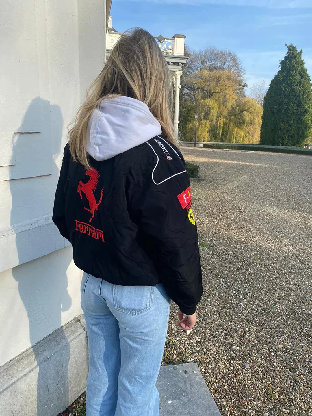 Vintage Ferrari Racer Jack – Sportieve Unisex Jack van Duurzame Materialen