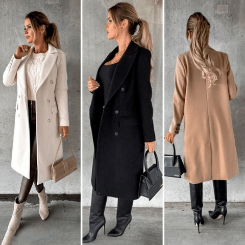 Damesmantel met dubbele rij knopen – Elegante trenchcoat voor vrouwen, stijlvol en warm