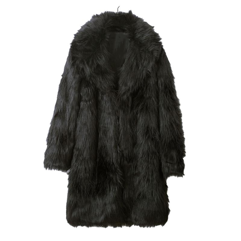 Mantel voor heren – Lange jas met bontdesign en stijlvolle snit voor winter