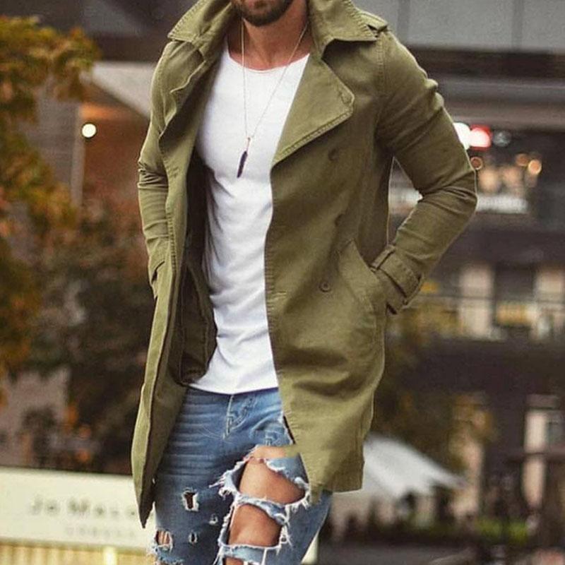 Vintage Herenmantel – Stijlvolle Reverskragen Jas voor Herfst en Winter