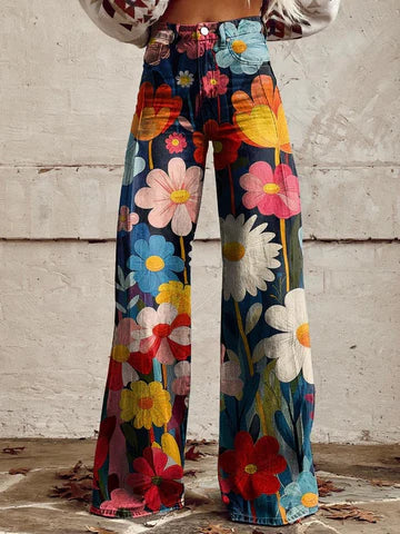 Broek Vintage Elegante – Stijlvolle damesbroek met hoge taille en wijde pijpen