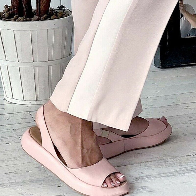 Platte Sandalen Dames – Open Teen Sandalen van Leer voor Zomer en Casual Gebruik