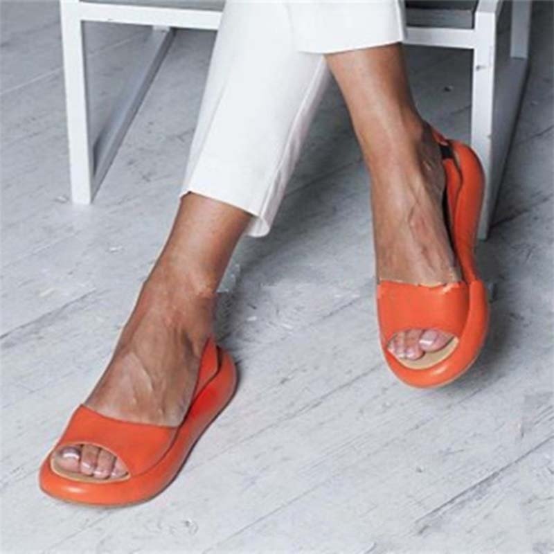 Platte Sandalen Dames – Open Teen Sandalen van Leer voor Zomer en Casual Gebruik