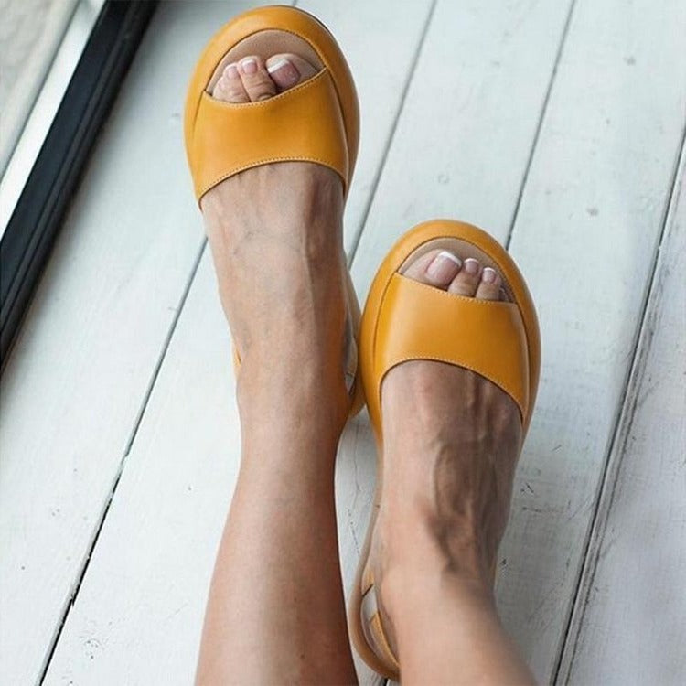 Platte Sandalen Dames – Open Teen Sandalen van Leer voor Zomer en Casual Gebruik