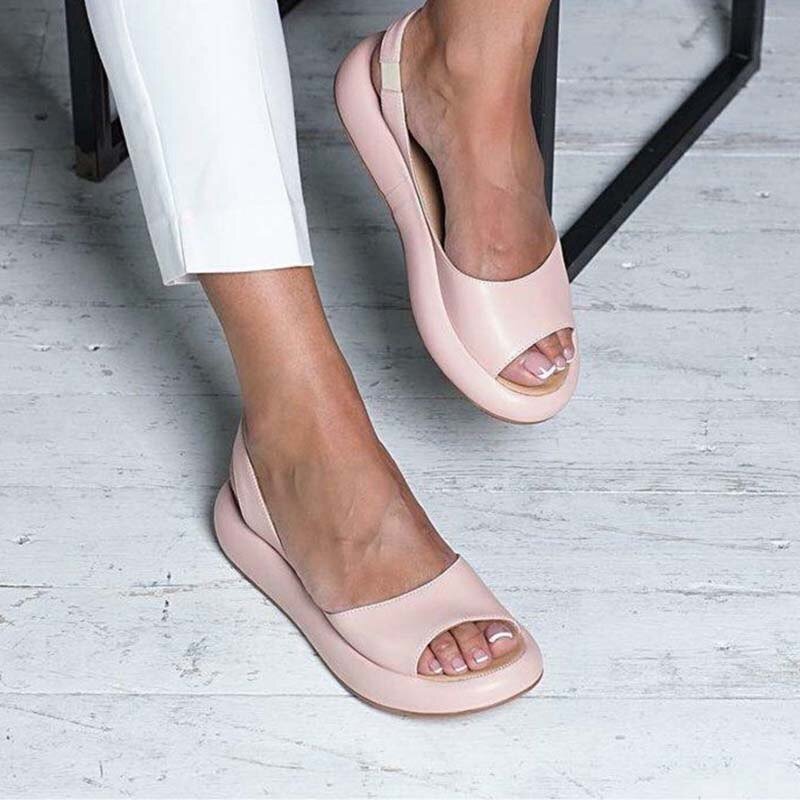 Platte Sandalen Dames – Open Teen Sandalen van Leer voor Zomer en Casual Gebruik
