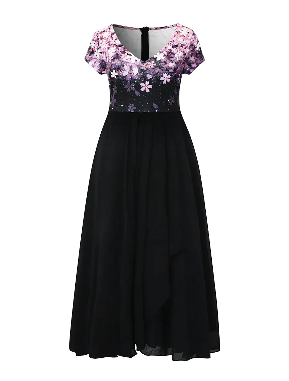 Bloemenjurk dames – Elegante bloemenjurk met korte mouwen voor zomerfeest
