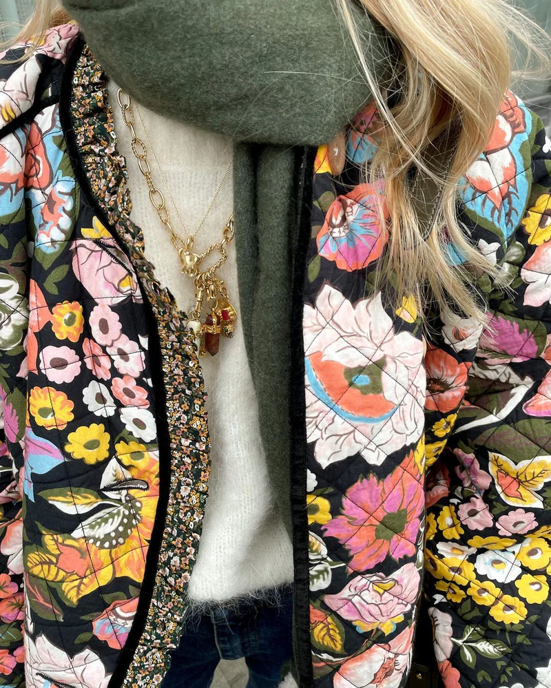 Gewatteerde Jas Dames – Bloemenprint Jas met Zachte Voering en Trendy Design