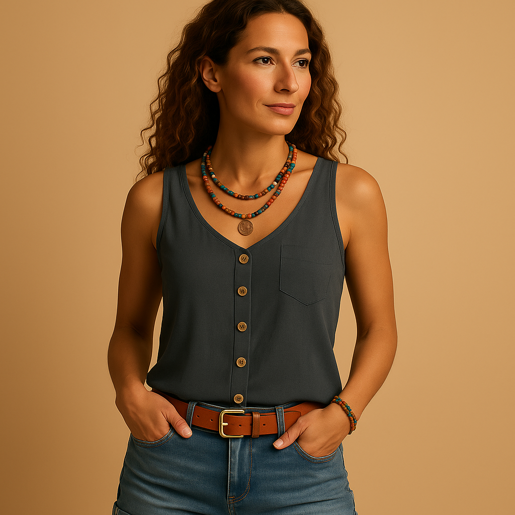 Luchtige mouwloze top dames – V-hals top voor zomeroutfits en casual stijl