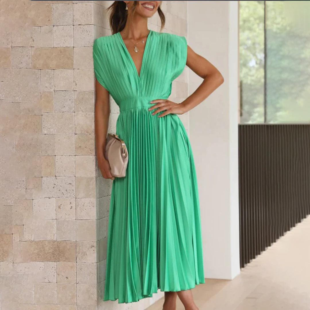 Maxi Jurk Plissé Vrouwen – Elegante Lange Jurk voor Feest en Ceremonie