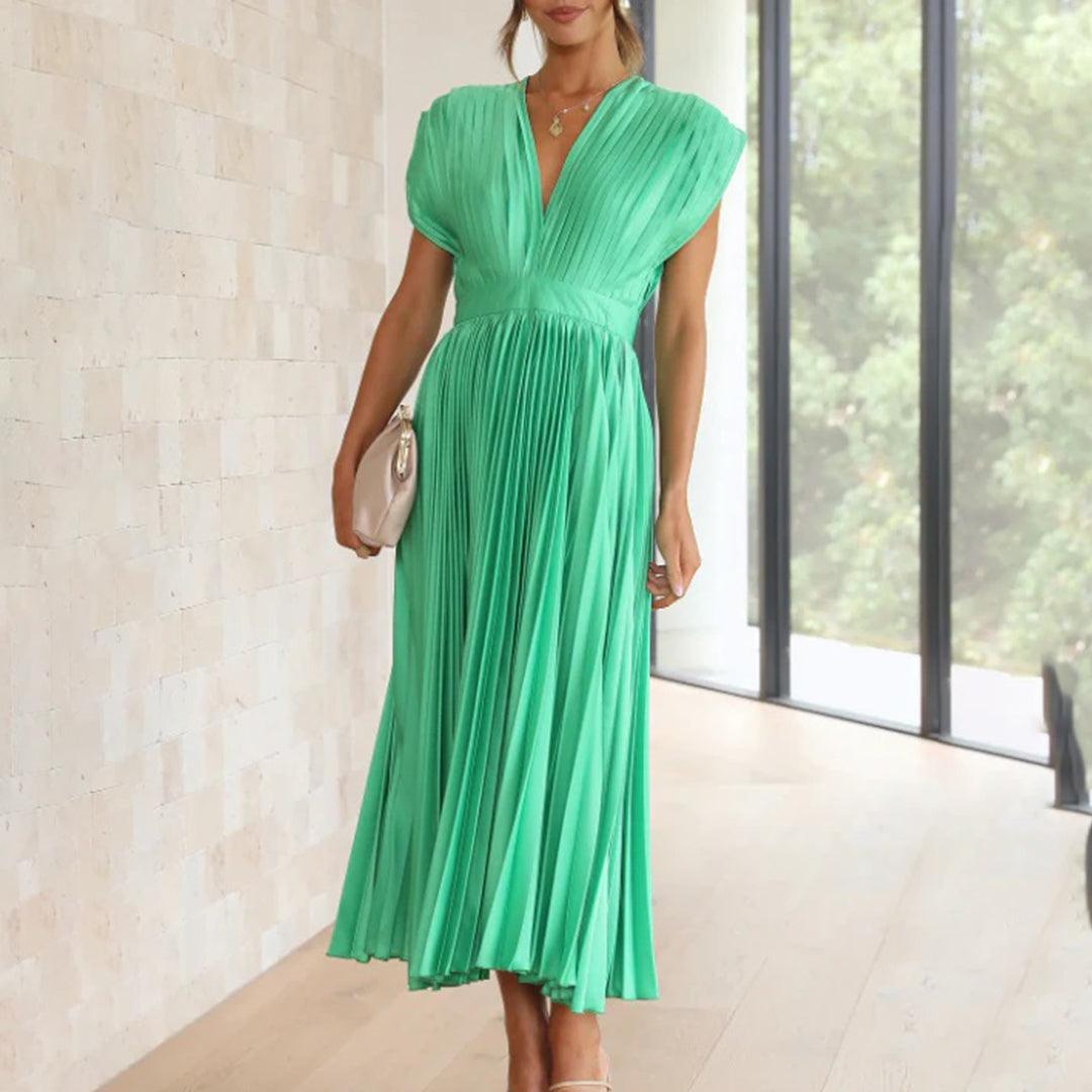 Maxi Jurk Plissé Vrouwen – Elegante Lange Jurk voor Feest en Ceremonie