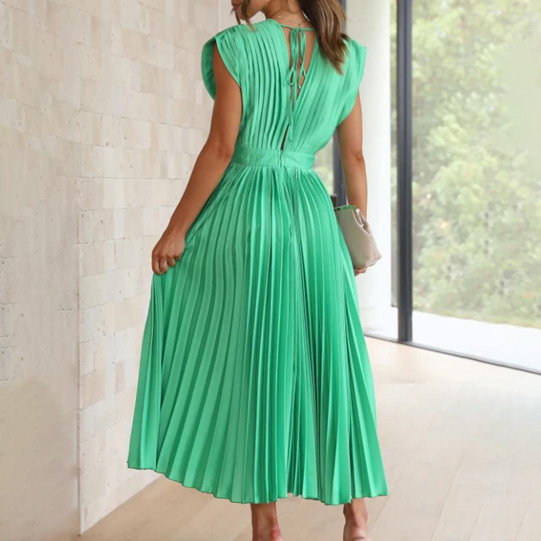 Maxi Jurk Plissé Vrouwen – Elegante Lange Jurk voor Feest en Ceremonie