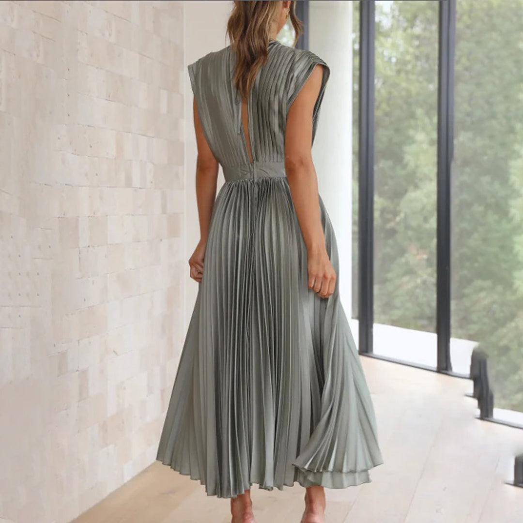 Maxi Jurk Plissé Vrouwen – Elegante Lange Jurk voor Feest en Ceremonie