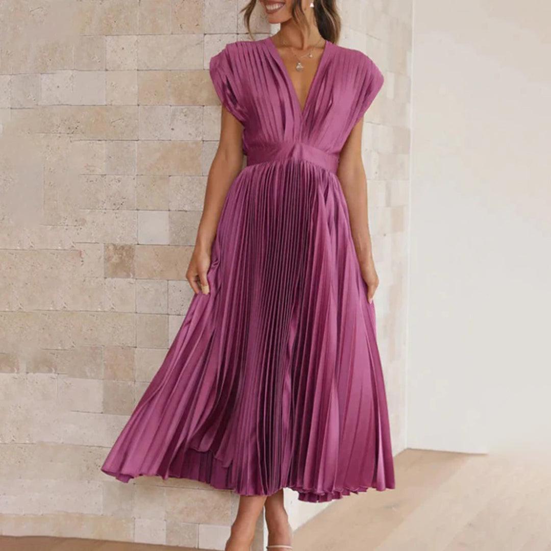Maxi Jurk Plissé Vrouwen – Elegante Lange Jurk voor Feest en Ceremonie