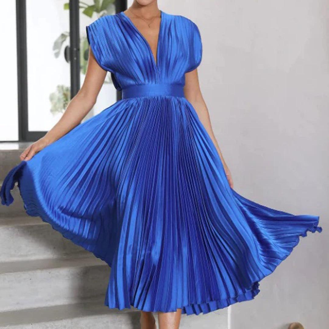 Maxi Jurk Plissé Vrouwen – Elegante Lange Jurk voor Feest en Ceremonie