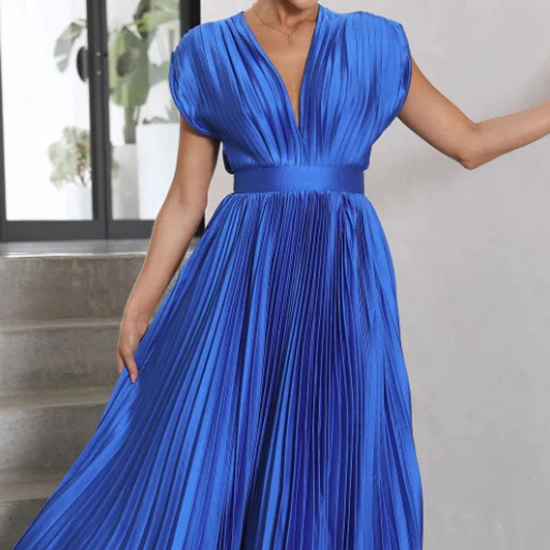 Maxi Jurk Plissé Vrouwen – Elegante Lange Jurk voor Feest en Ceremonie