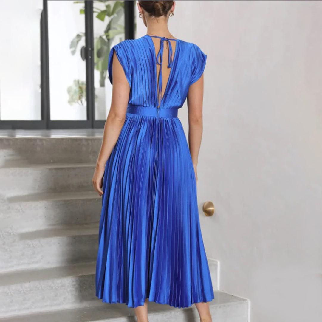 Maxi Jurk Plissé Vrouwen – Elegante Lange Jurk voor Feest en Ceremonie