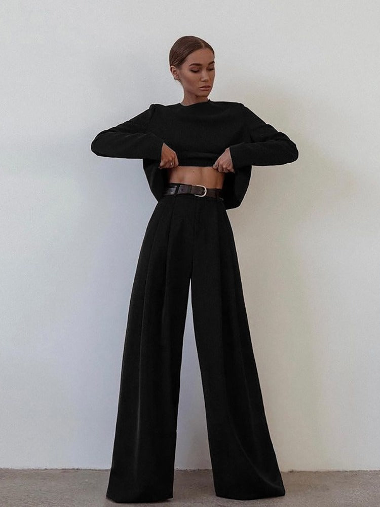 Langarmshirt dames – Modieuze broek met wijde pijpen voor casual stijl