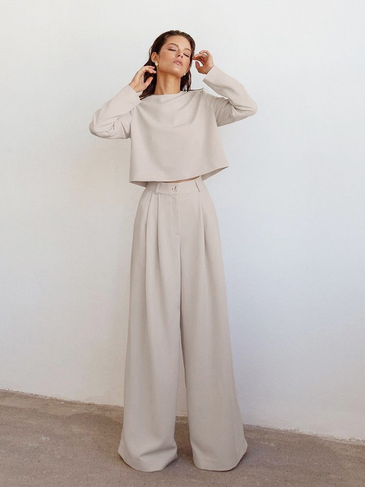 Langarmshirt dames – Modieuze broek met wijde pijpen voor casual stijl