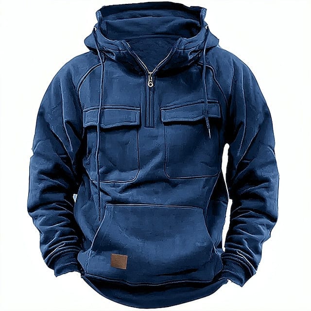 Heren Hoodie met Zakken – Comfortabele Zip-Up Hoodie van Katoen voor Casual Gebruik