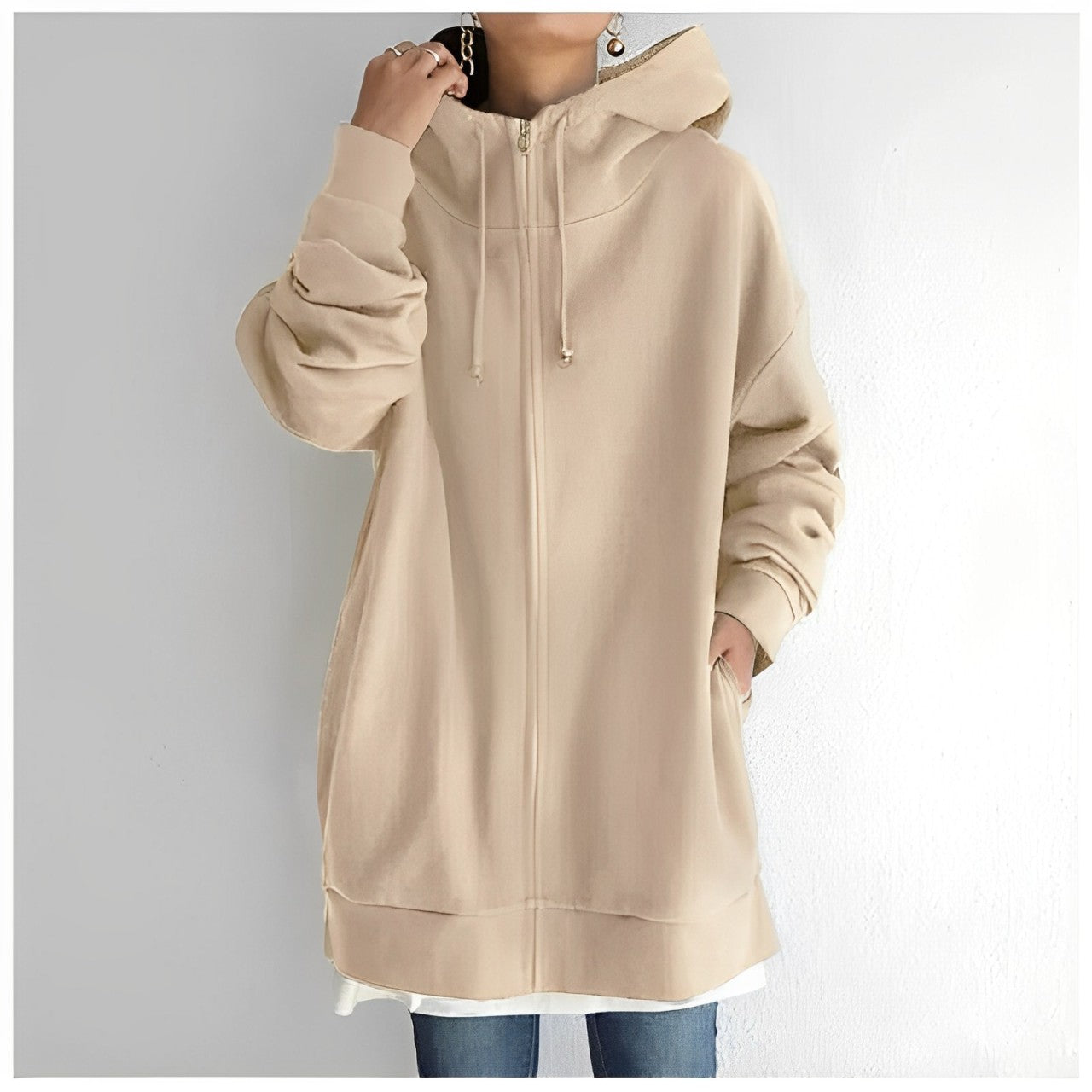 Kapuzenjacke Dames – Lange en comfortabele hoodie voor casual stijl