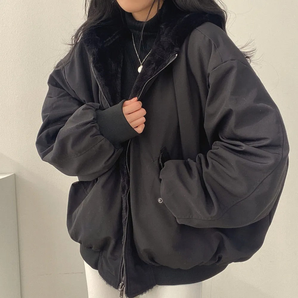 Overmaatse jas dames – Trendy oversized winterjas met zakken en capuchon