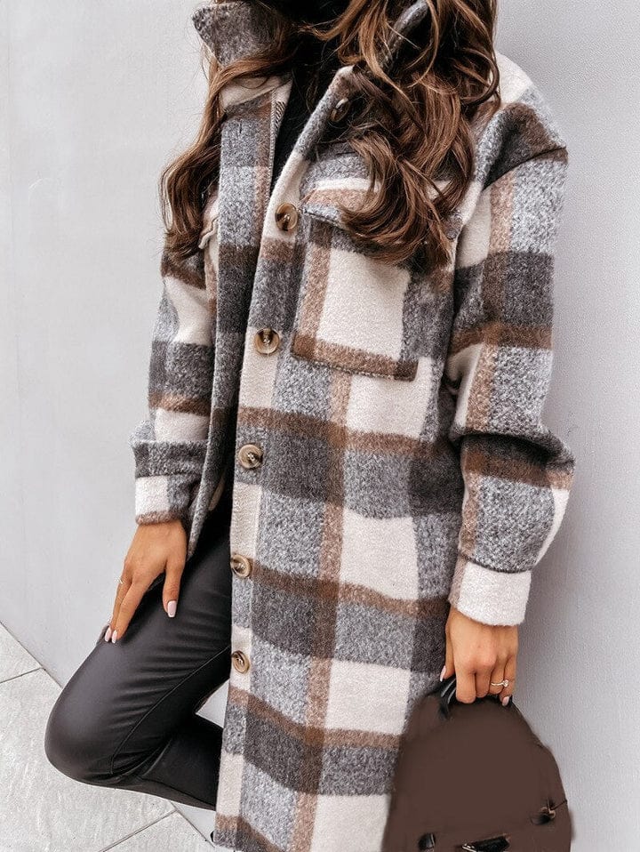 Geruite Jas Dames – Trendy geruite blazer met lange mouwen voor casual en chic