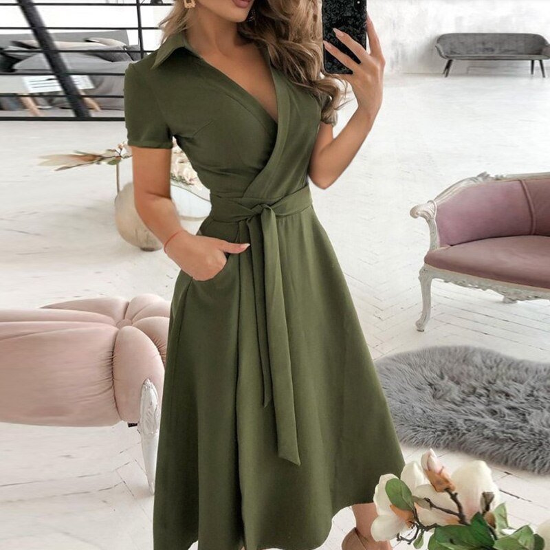 Elegante jurk dames – Jurk met riem, perfect voor feesten en speciale gelegenheden