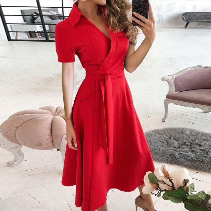 Elegante jurk dames – Jurk met riem, perfect voor feesten en speciale gelegenheden