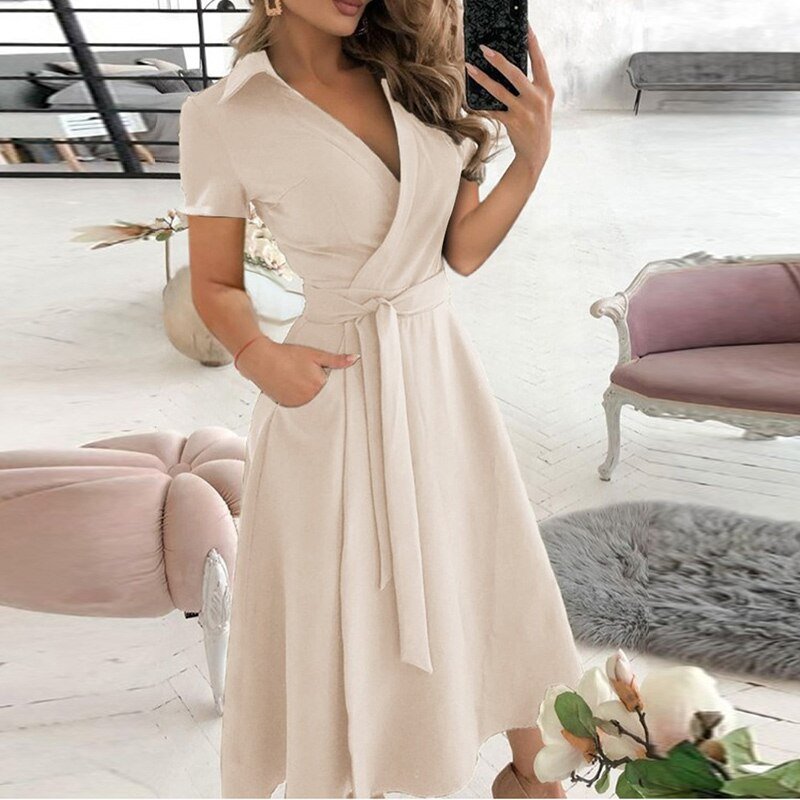 Elegante jurk dames – Jurk met riem, perfect voor feesten en speciale gelegenheden