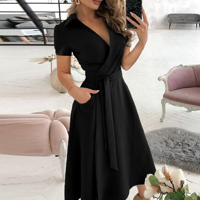 Elegante jurk dames – Jurk met riem, perfect voor feesten en speciale gelegenheden