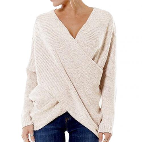 Damespullover – Gekruiste voorkant, trendy en comfortabele trui voor dames