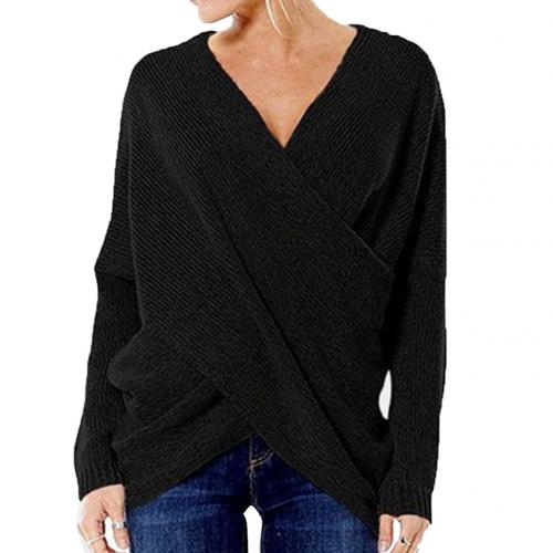 Damespullover – Gekruiste voorkant, trendy en comfortabele trui voor dames