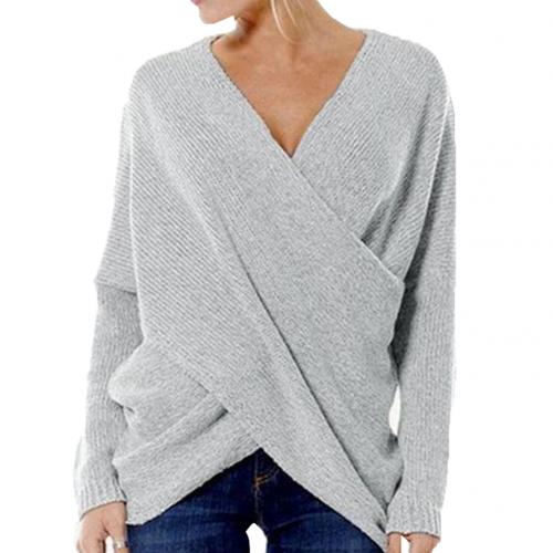 Damespullover – Gekruiste voorkant, trendy en comfortabele trui voor dames