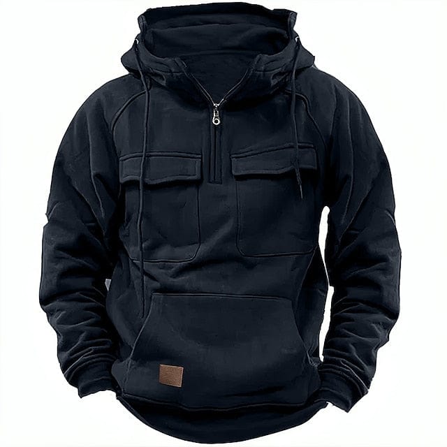 Heren Hoodie met Zakken – Comfortabele Zip-Up Hoodie van Katoen voor Casual Gebruik