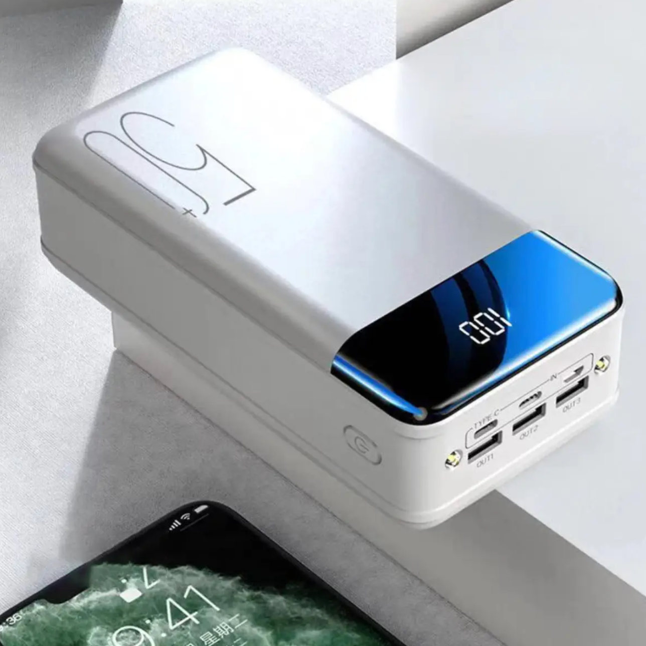 Draagbare Power Bank Snellader 10000mAh USB-C 2 Poorten