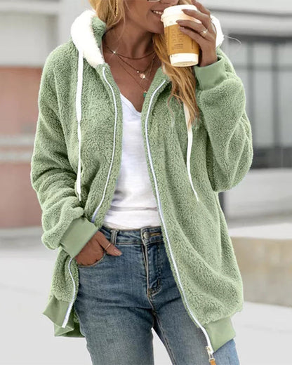 Dames Zip-Up Jas – Zachte en Stijlvolle Jas voor Herfst en Winter
