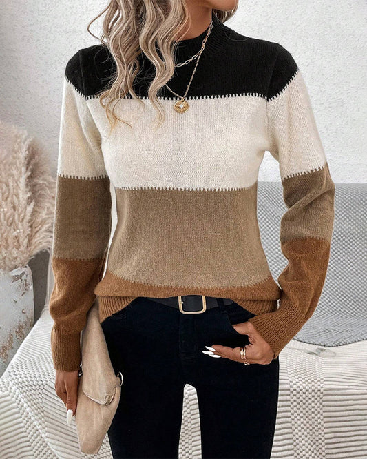 Comfortabele kleurbloktrui dames – Trendy oversized trui van zachte stof