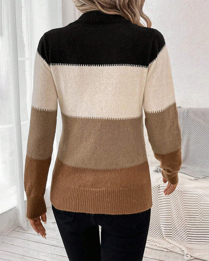 Comfortabele kleurbloktrui dames – Trendy oversized trui van zachte stof