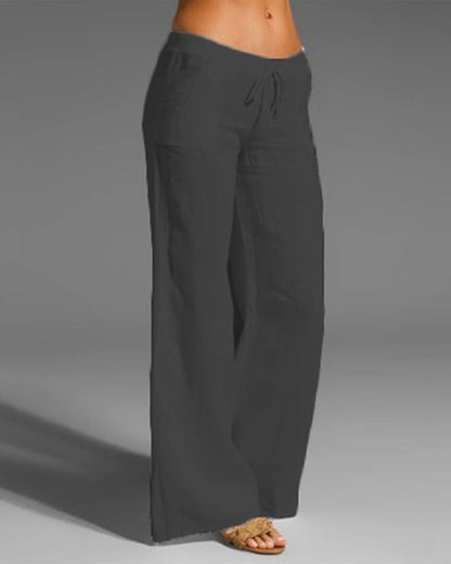 Broek met wijde pijpen dames – Modieuze wijde broek van lichtgewicht stof voor casual en feestelijke gelegenheden