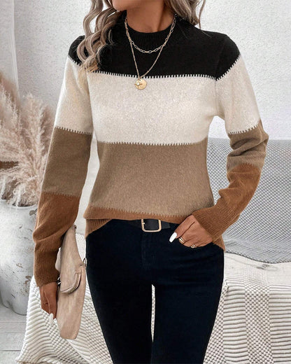 Comfortabele kleurbloktrui dames – Trendy oversized trui van zachte stof