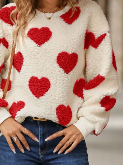 Pullover dames – Gebreide trui met harten voor casual en feestelijke look