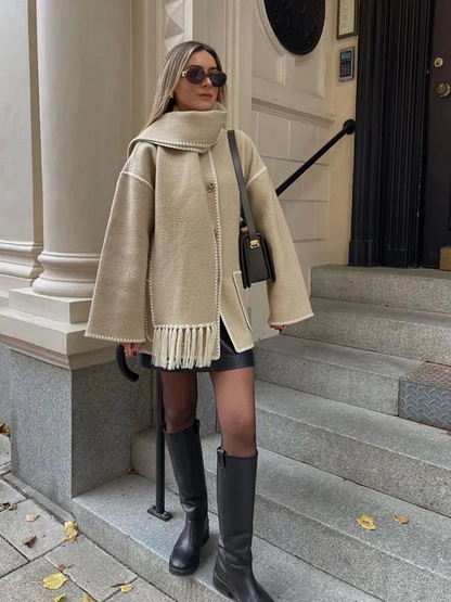 Damesjas met Sjaal – Elegante damesjas met sjaal, ideaal voor herfst en winter