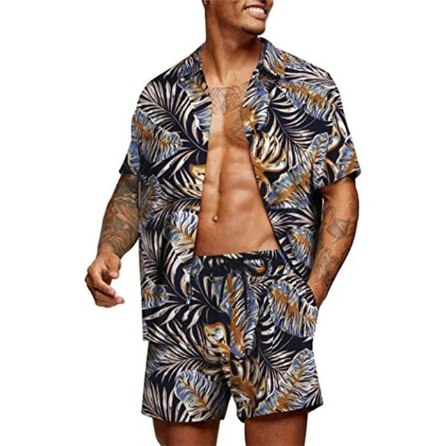 Casual set voor heren – Comfortabele bedrukt outfit voor dagelijks gebruik