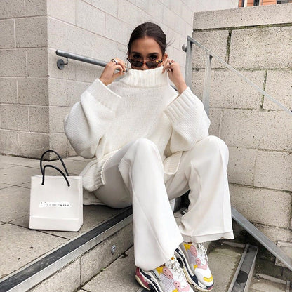 Dames Coltrui Losse Fit – Comfortabele Trui van Zachte Wol voor Herfst