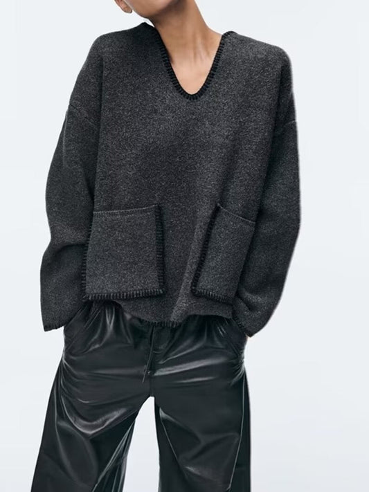 Damespullover V-hals – Comfortabele trui voor dames in trendy stijl en materiaal