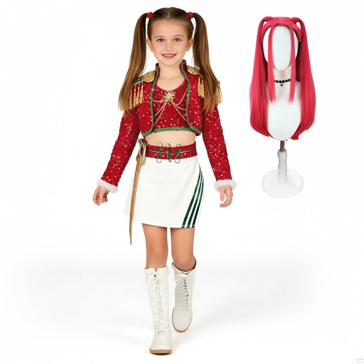 Pailletten Kostuum Crop Top Rok Set